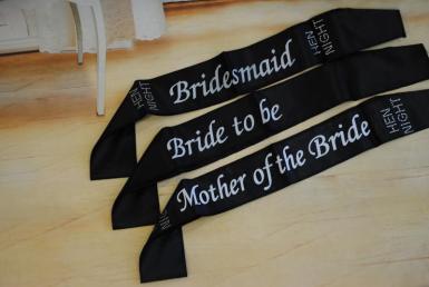 Wedding  Hens Party Black Satin Sashes Image 1