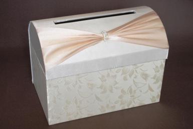 Wedding  Ivory and Cream Satin Treasure Chest with Floral Detail Image 1