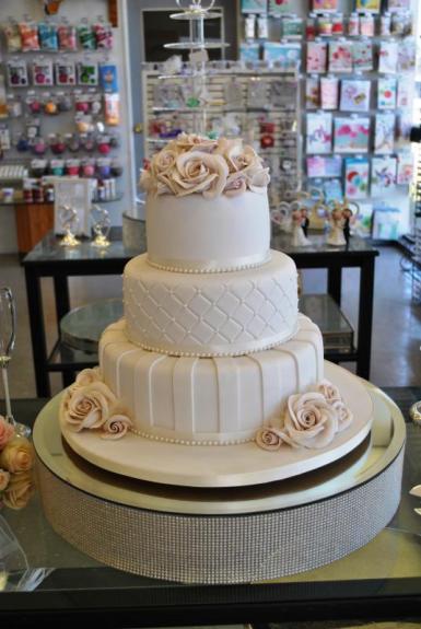 Wedding  Extra Large Mirror Cake Stand with Pearls - Hire Image 1