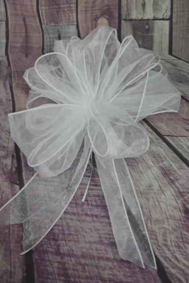 Wedding  Large White  Organza Pull String Pew Bows x 12 Image 1