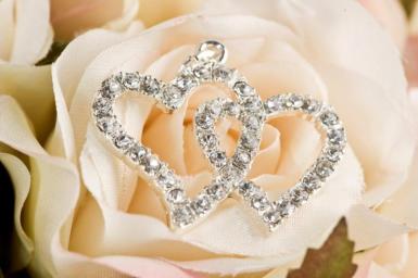 Wedding  Double Hearts Diamante Mini Charm Image 1