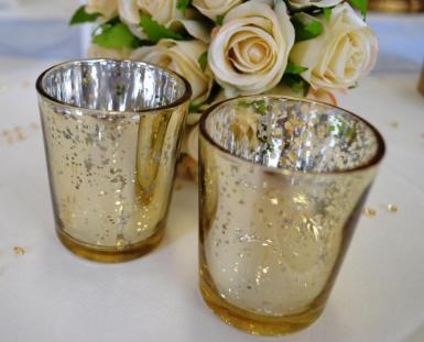 Wedding  Gold Tealight Candle Holders x 12 Image 1