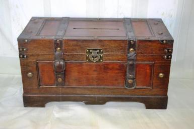 Wedding  Dark Wooden Treasure Chest - HIRE Image 1