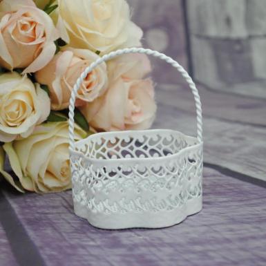 Wedding  Bomboniere - white metal basket Image 1