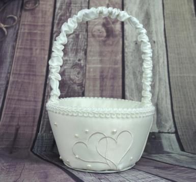 Wedding  Flower Basket - Ivory Heart Image 1