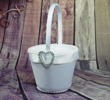 Wedding  Flower Basket - Diamante Heart Bling Image 1