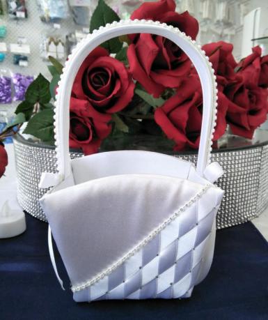 Wedding  Flower Basket - Woven with Rhinestones Image 1