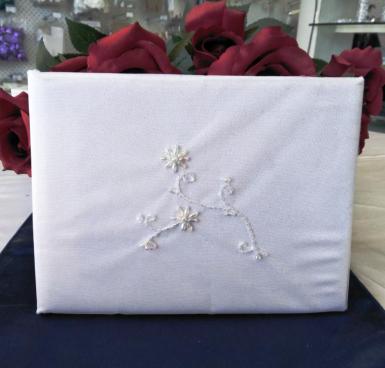 Wedding  Guest book - Ivory Flower Beading Image 1