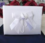 Guest book - White Satin Rose Ribbon with Pearls image