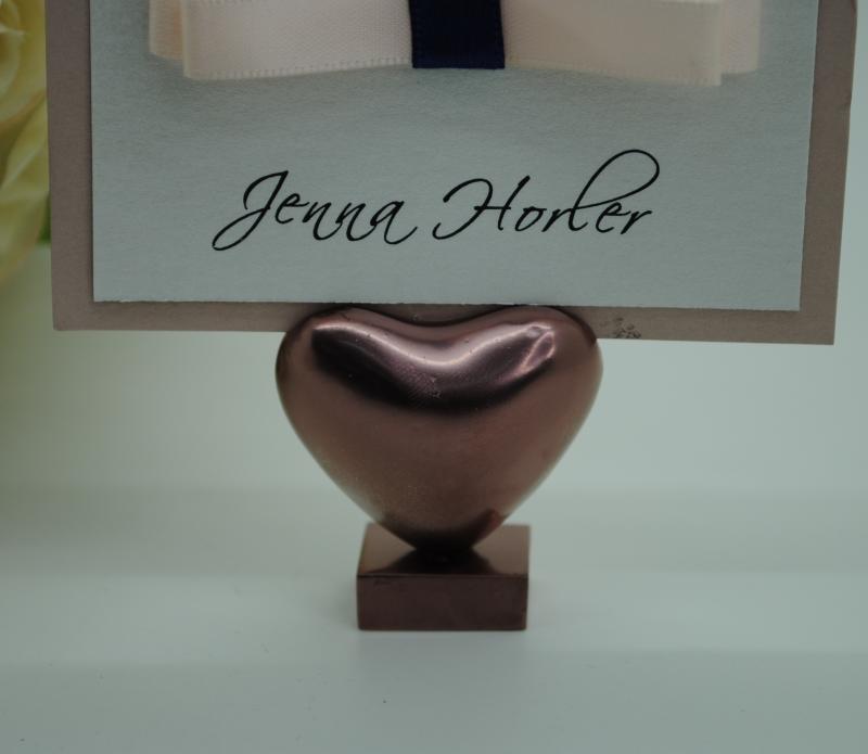 gold heart place card holders