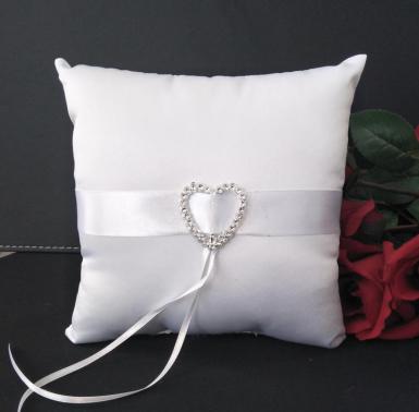 Wedding  Ring Cushion - Diamante Heart Bling Pillow Image 1