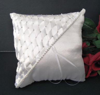 Wedding  Ring Cushion - Rhinestone Woven with Diamantes Image 1