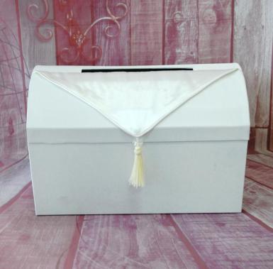 Wedding  Ivory Wedding Treasure Chest, Satin Card Box Image 1