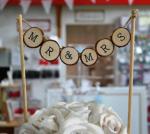 Mr and Mrs Rustic Log Style Cake Topper image