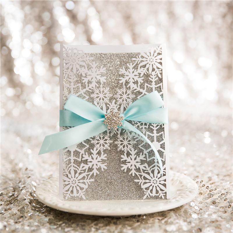 Wedding Exquisite Snowflake Laser Cut Wedding Invitations