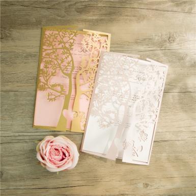 Wedding  Love Tree Design Laser Cut Wedding Invitation Image 1