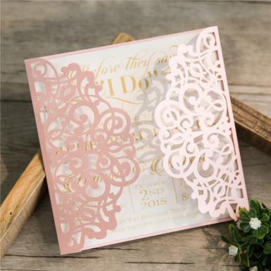 Wedding  Elegant Floral Laser Cut Wedding Invitation Image 1