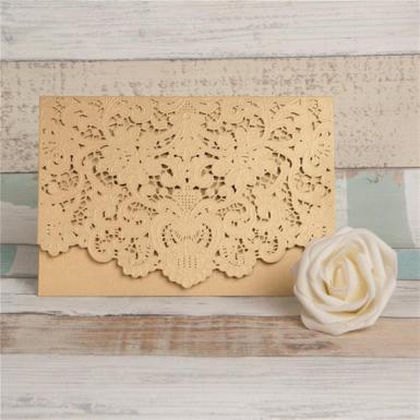 Wedding  Graceful Gold Laser Cut Pocket Wedding Invitation Image 1