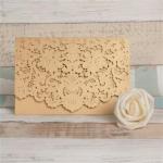 Graceful Gold Laser Cut Pocket Wedding Invitation image