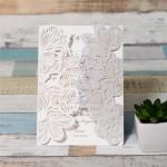 Exquisite Flower Laser Cut Pocket Wedding Invitations image