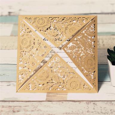 Wedding  Gorgeous Gold Floral Laser Cut Wedding Invitations Image 1