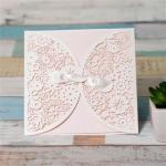 Romantic Blush Pink Lace Cut Wedding Invitation Card image