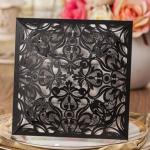 Amazing Black Floral Laser Cut Wedding Invitations  (Designed Insert Cards Available) image
