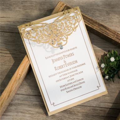Wedding  Elegant Pearl Laser Cut Wedding Invitation Cards Image 1