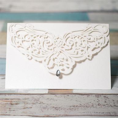 Wedding  Elegent White Diamond Laser Cut Invitations Image 1