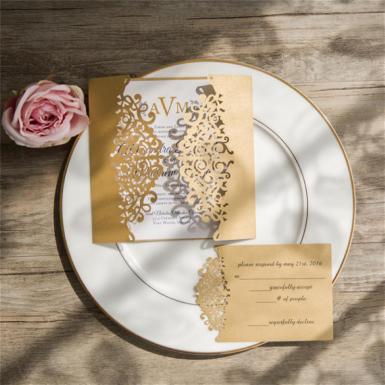 Wedding  Gorgeous Floral Laser Cut Wedding Invitation Image 1