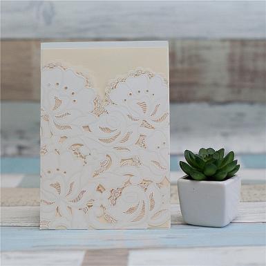 Wedding  Luxurious Floral Laser Cut Pocket Wedding Invitation Image 1