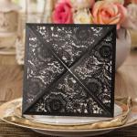 Charming Black Floral Laser Cut Wedding Invitations  (Designed Insert Cards Available) image