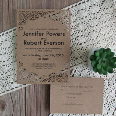 Wedding  Classic Swirls Flat Laser Cut Wedding Invitations Image 1
