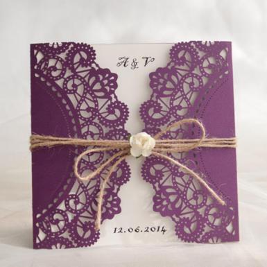 Wedding  Fantastic purple laser cut invitations Image 1