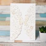 Luxurious White Floral Laser Cut Wedding Invitation Cards image