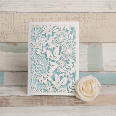 Wedding  Magical White Floral Lacer Cut Folded Wedding Cards Image 1