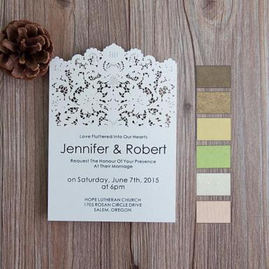 Wedding  Vintage Lace Inspired Laser Cut Wedding Invitations Image 1