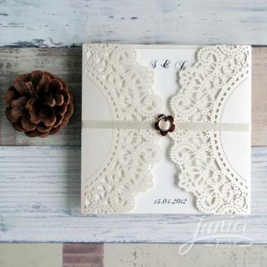 Wedding  Affordable Rustic Laser Cut Wedding Invitation Cards Image 1