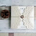 Affordable Rustic Laser Cut Wedding Invitation Cards image