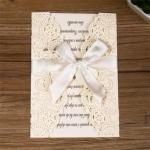 Unique Laser Cut Fashion Wedding Invitation Card With Ribbon image