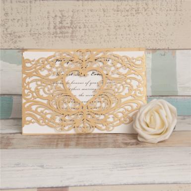 Wedding  Fancy Metalli Brown Laser Cut Wedding Invitation Cards Image 1