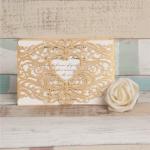 Fancy Metalli Brown Laser Cut Wedding Invitation Cards image