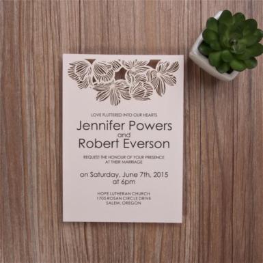 Wedding  Elegent Wedding Invitations With Top Laser Cut Flowers Image 1