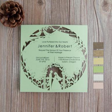 Wedding  Romantic Bride And Groom Laser Cut Invites Image 1