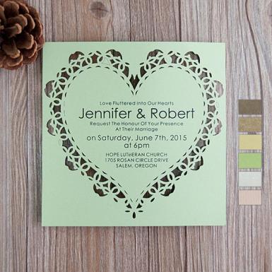 Wedding  Sweat Heart Flat Laser Cut Invitations Image 1