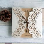 Affordable Rustic Laser Cut Wedding Invitation Cards image