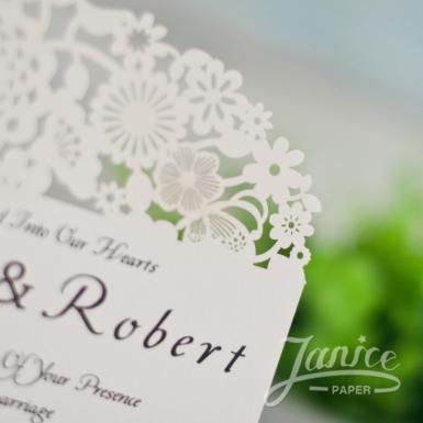 Wedding  Oval Shaped Floral Laser Cut Invitations Image 1