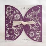 Romantic Purple lace cut wedding invitation card image