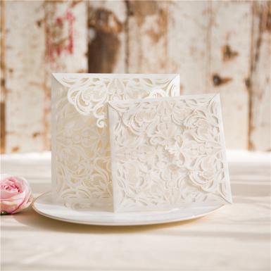 Wedding  Large Sized Elegant Laser Cut Pocket Wedding Invitation  ( 7 * 7inch) Image 1