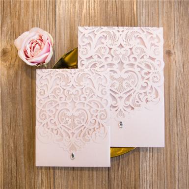 Wedding  Large Sized Lovely Laser Cut Pocket Wedding Invitation  ( 5.9*8.3 inch) Image 1